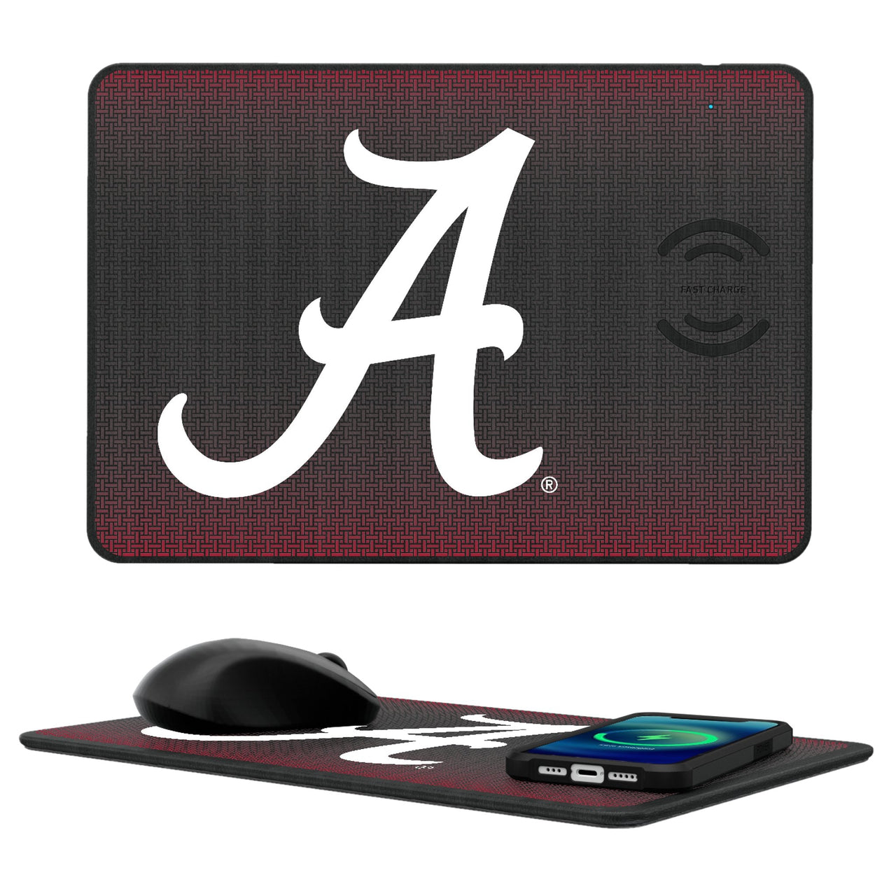 Alabama Crimson Tide Linen 15-Watt Wireless Charger and Mouse Pad-0