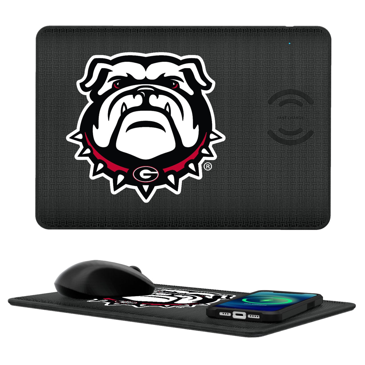 Georgia Bulldogs Linen 15-Watt Wireless Charger and Mouse Pad-0