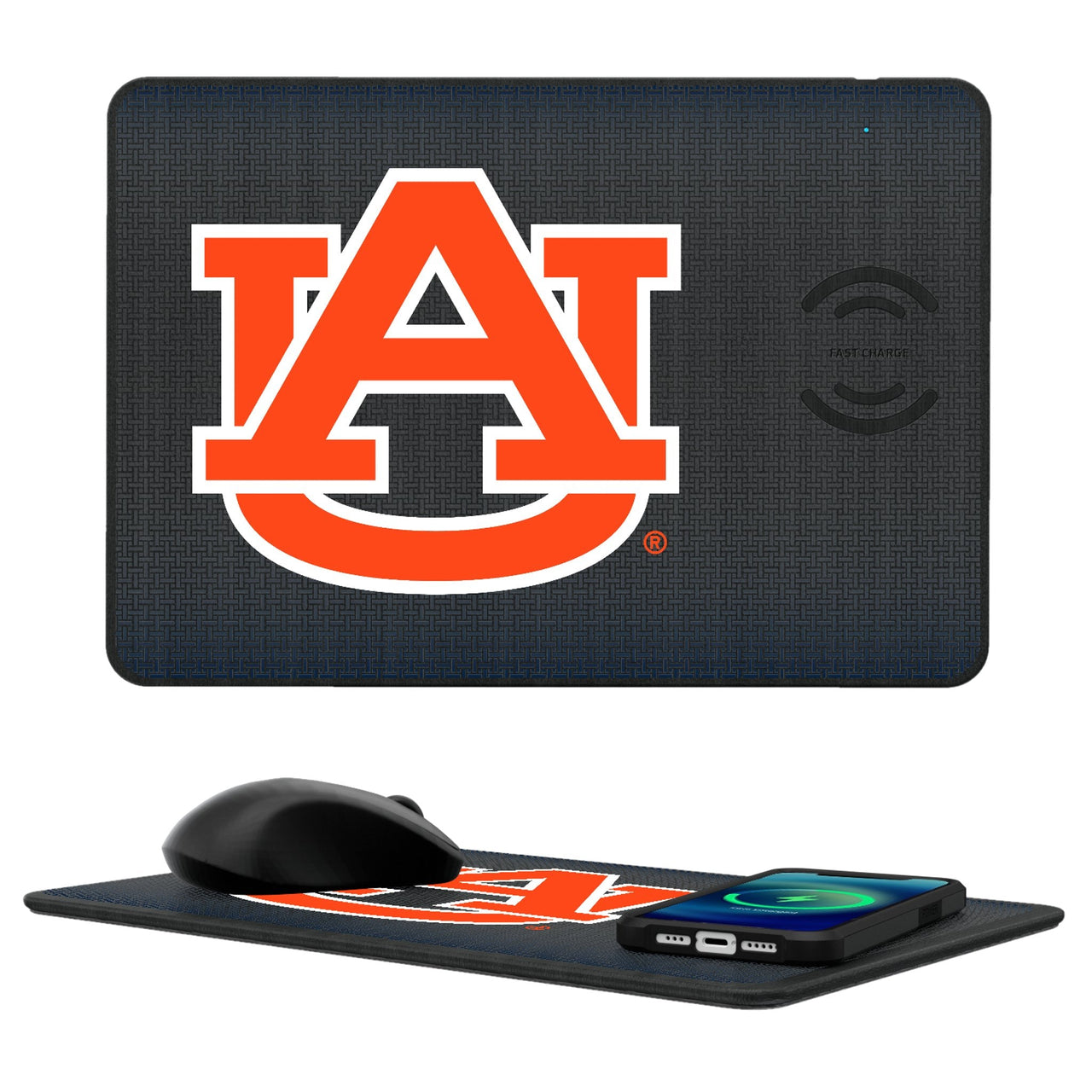 Auburn Tigers Linen 15-Watt Wireless Charger and Mouse Pad-0