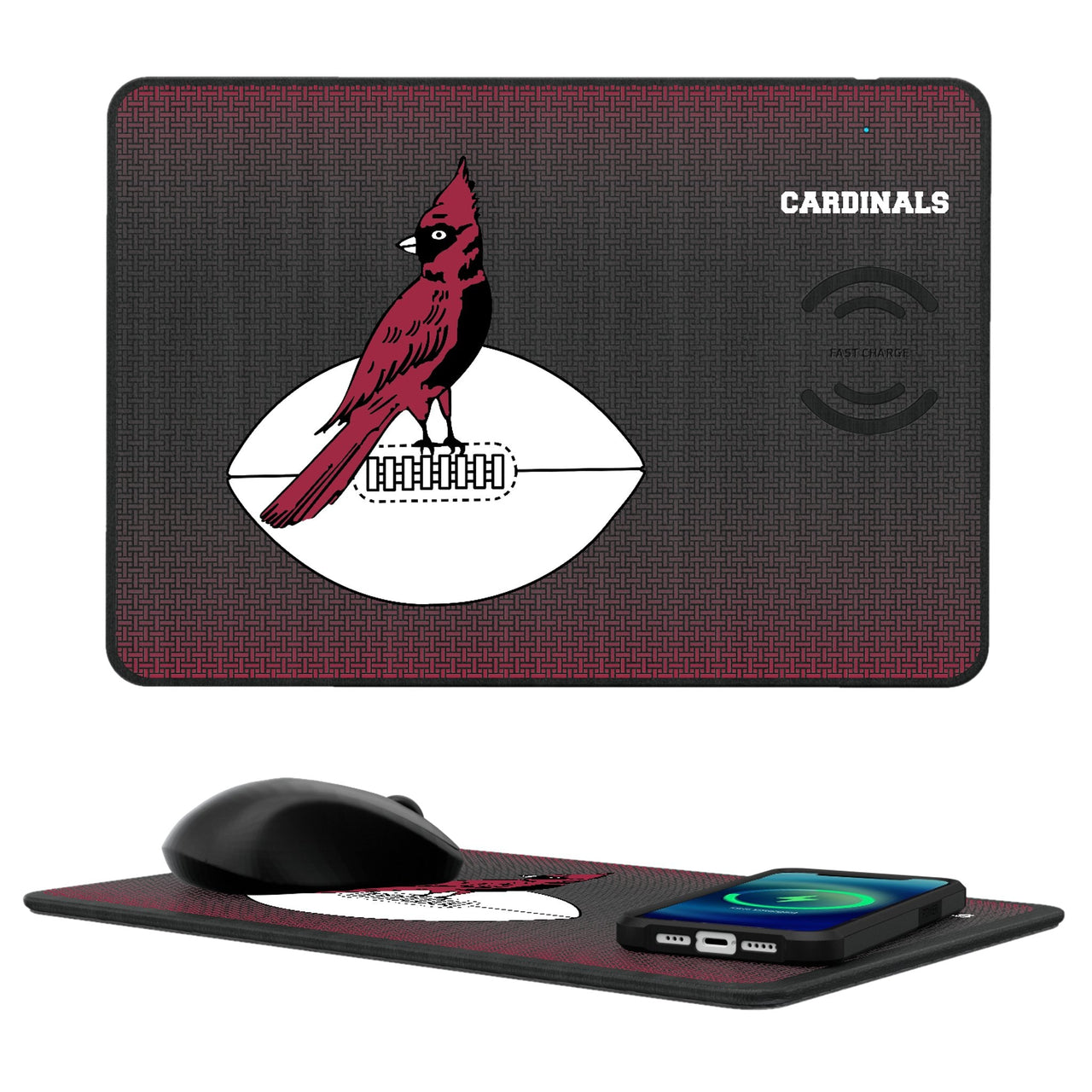 Chicago Cardinals 1947-1959 Historic Collection Linen 15-Watt Wireless Charger and Mouse Pad-0