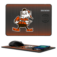 Thumbnail for Cleveland Browns Historic Collection Linen 15-Watt Wireless Charger and Mouse Pad-0