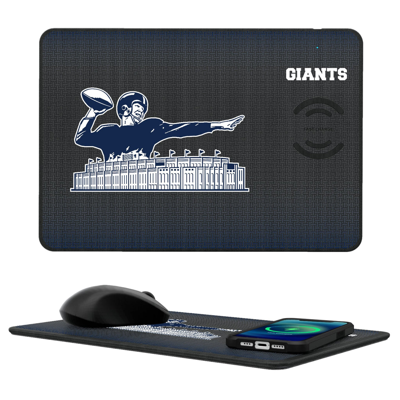 New York Giants 1960-1966 Historic Collection Linen 15-Watt Wireless Charger and Mouse Pad-0