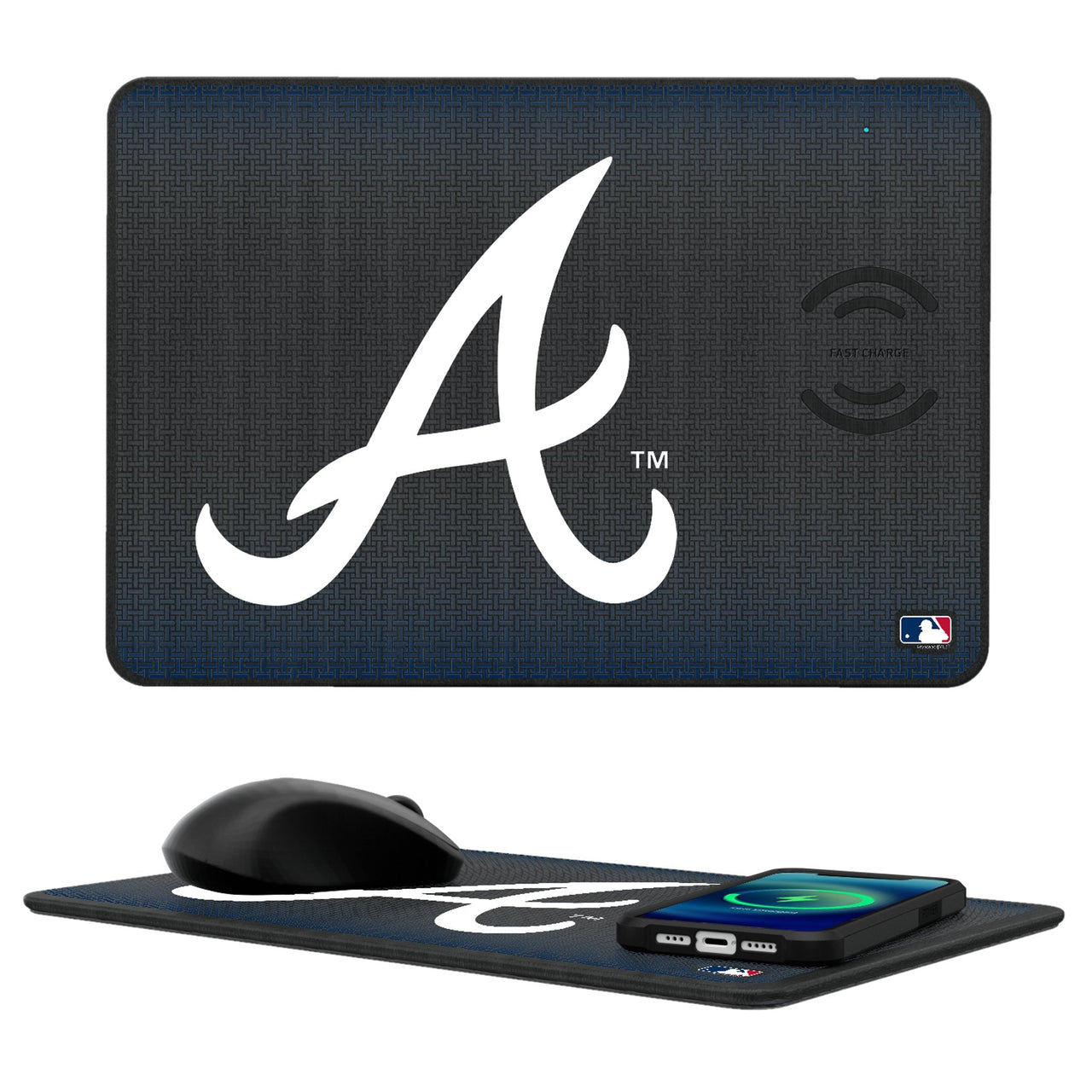 Atlanta Braves Linen 15-Watt Wireless Charger and Mouse Pad-0