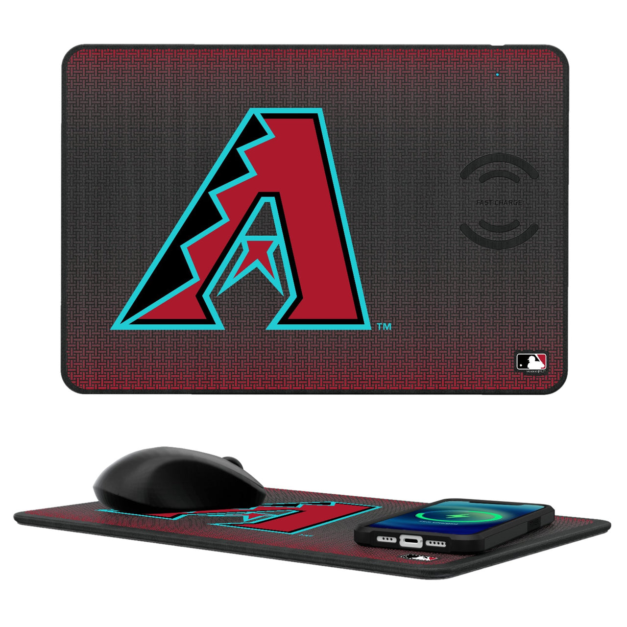 Arizona Diamondbacks Linen 15-Watt Wireless Charger and Mouse Pad-0