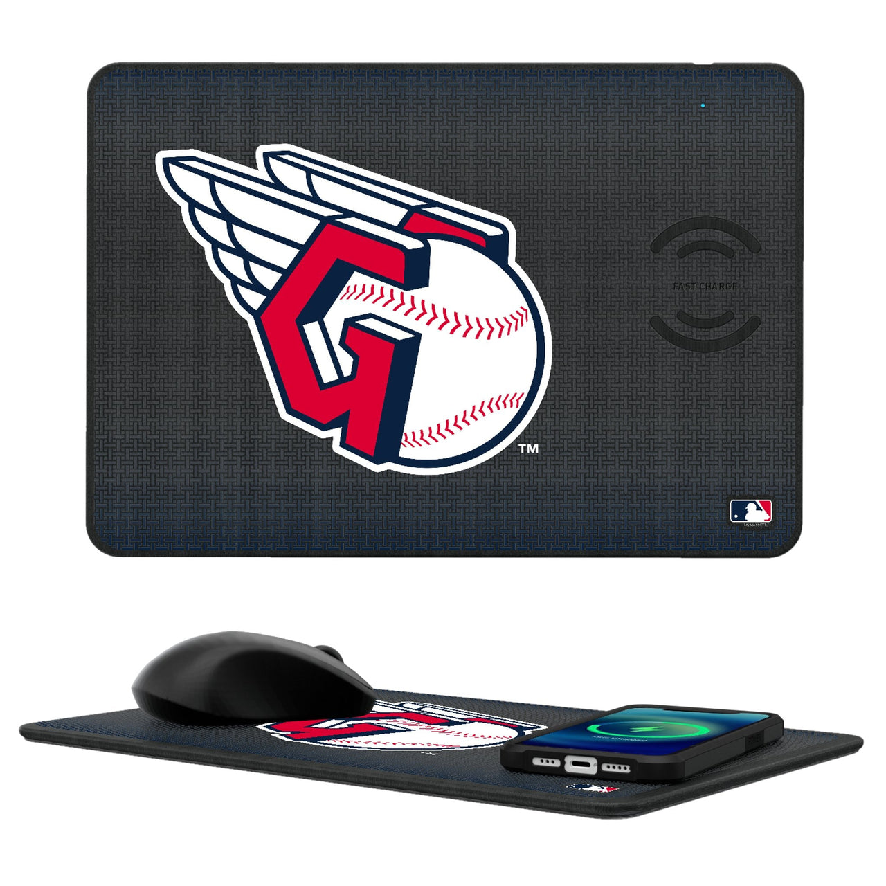 Cleveland Guardians Linen 15-Watt Wireless Charger and Mouse Pad-0