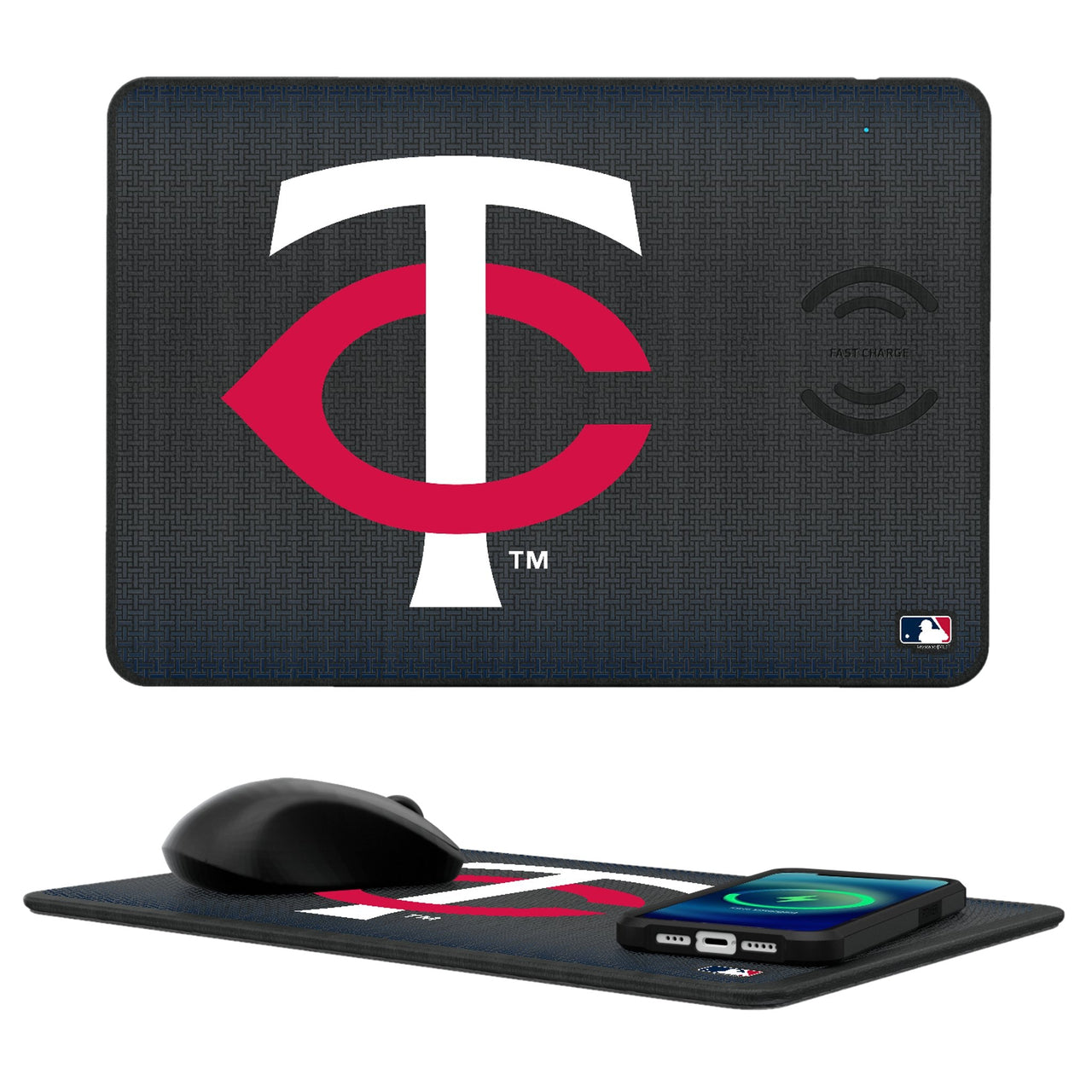 Minnesota Twins Linen 15-Watt Wireless Charger and Mouse Pad-0