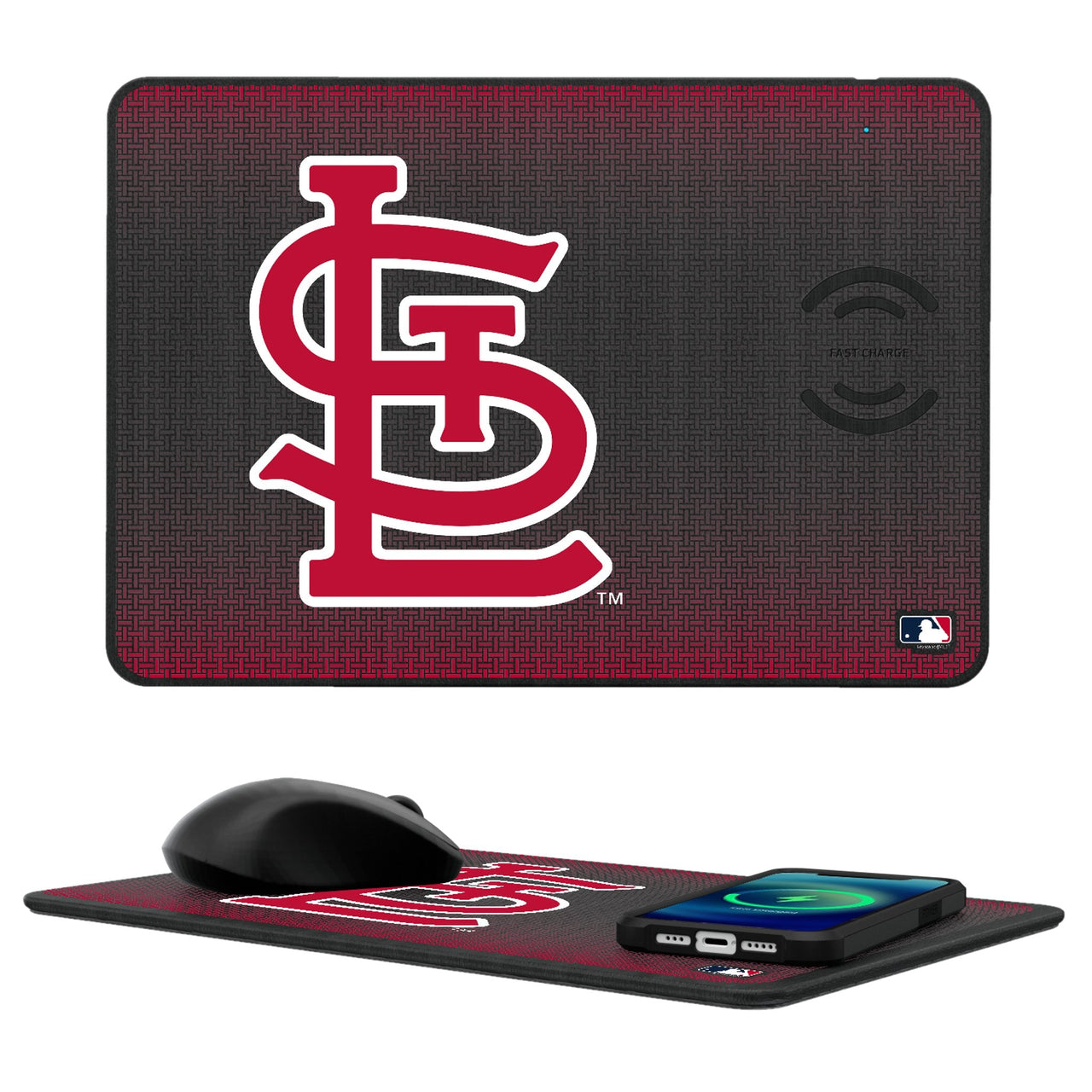 St Louis Cardinals Linen 15-Watt Wireless Charger and Mouse Pad-0