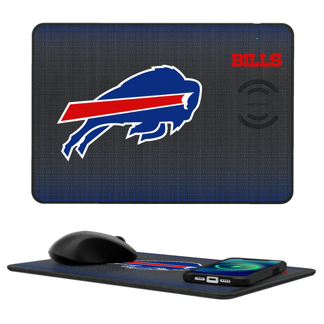 Buffalo Bills Linen 15-Watt Wireless Charger and Mouse Pad-0