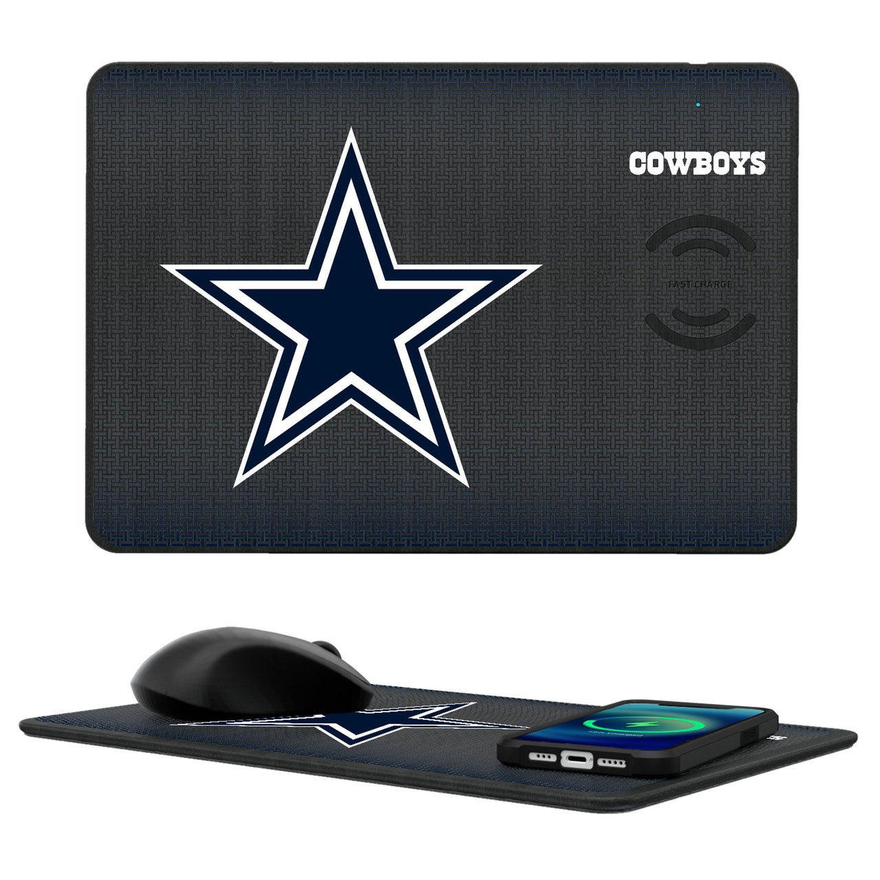 Dallas Cowboys Linen 15-Watt Wireless Charger and Mouse Pad-0