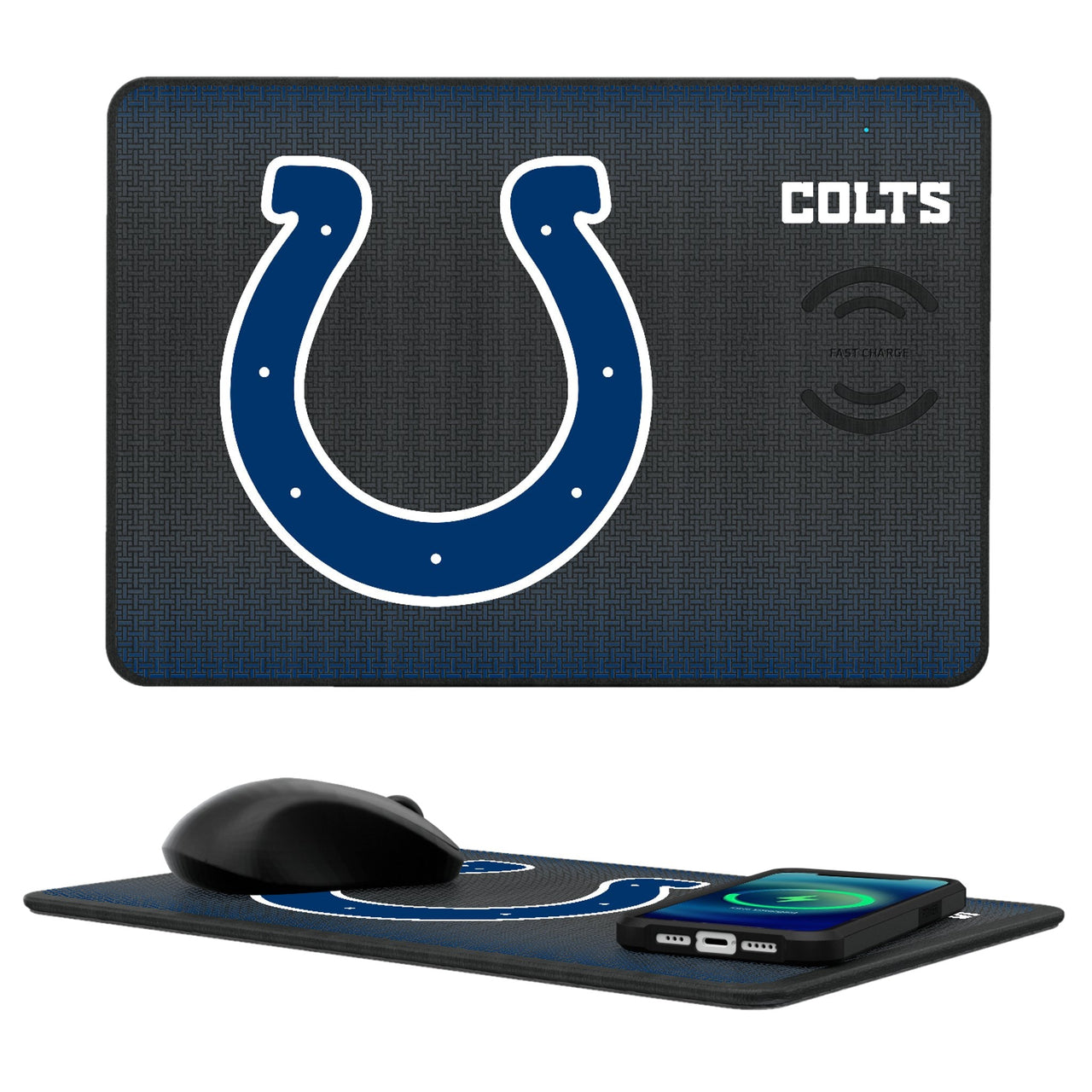 Indianapolis Colts Linen 15-Watt Wireless Charger and Mouse Pad-0