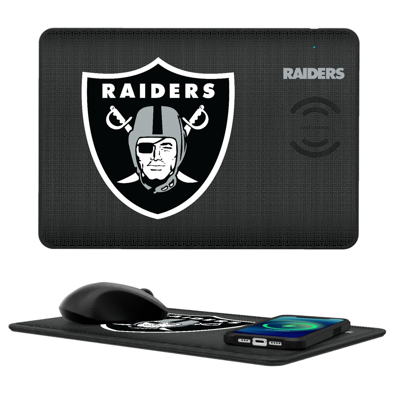 Las Vegas Raiders Linen 15-Watt Wireless Charger and Mouse Pad-0