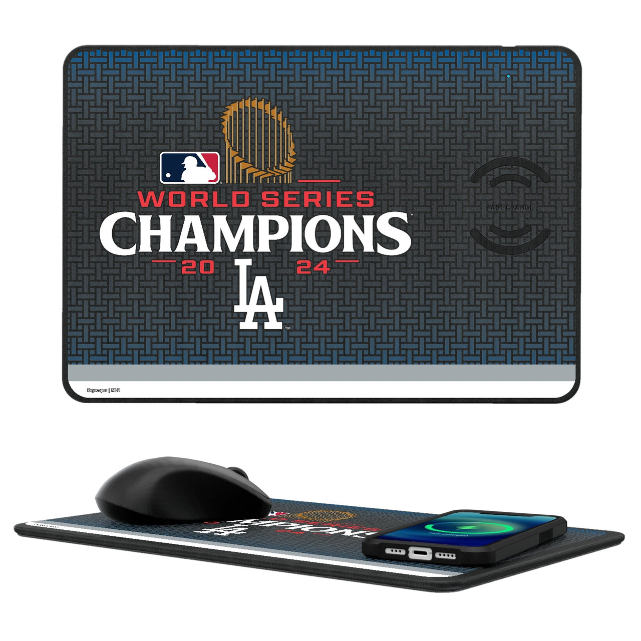 LA Dodgers 2024 MLB World Series 15-Watt Wireless Charger and Mouse Pad-0