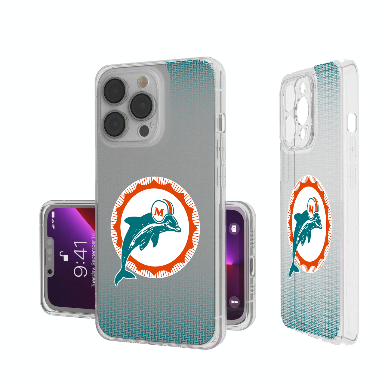 Miami Dolphins 1966-1973 Historic Collection Linen Clear Phone Case-0