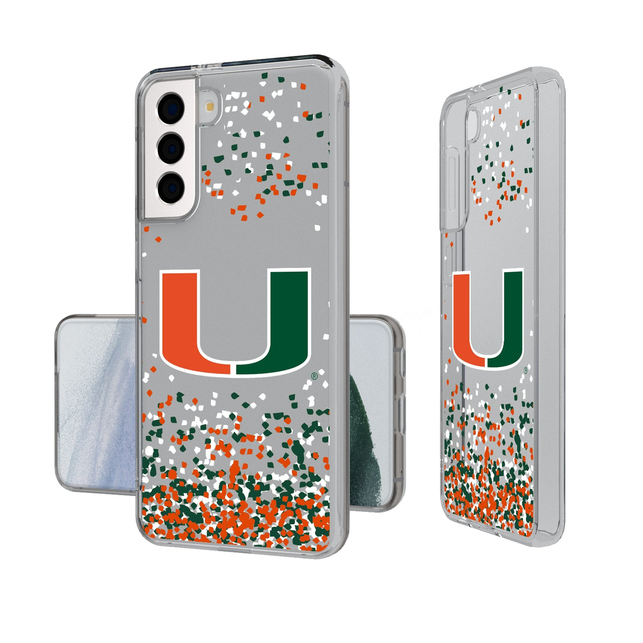 University of Miami Hurricanes Confetti Clear Phone Case-0