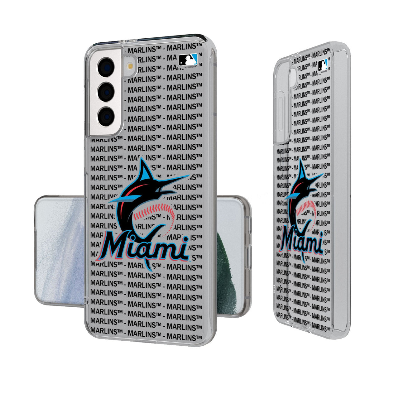 Miami Marlins Text Backdrop Clear Phone Case-0