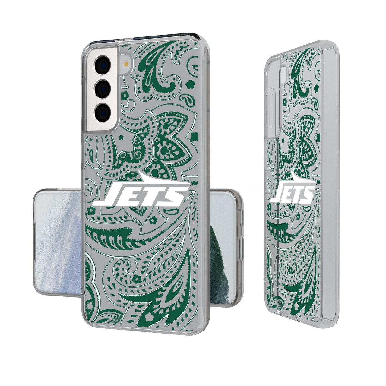 New York Jets Paisley Clear Phone Case-0