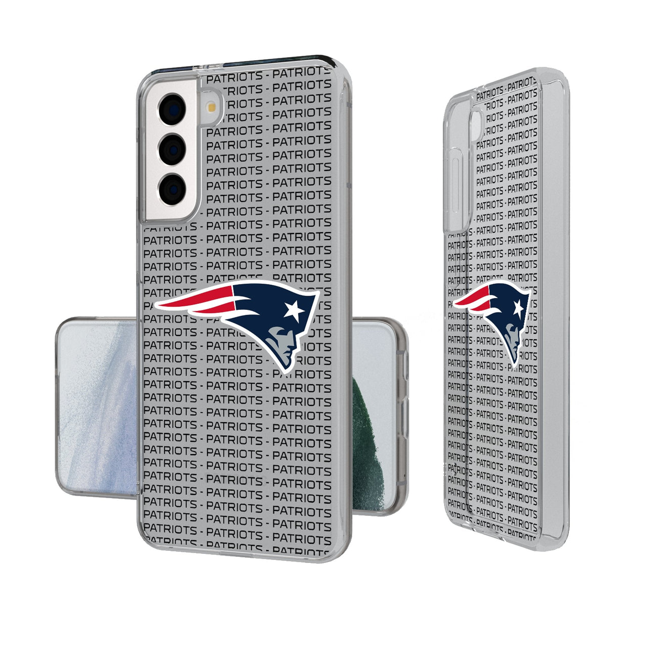 New England Patriots Text Backdrop Clear Phone Case-0