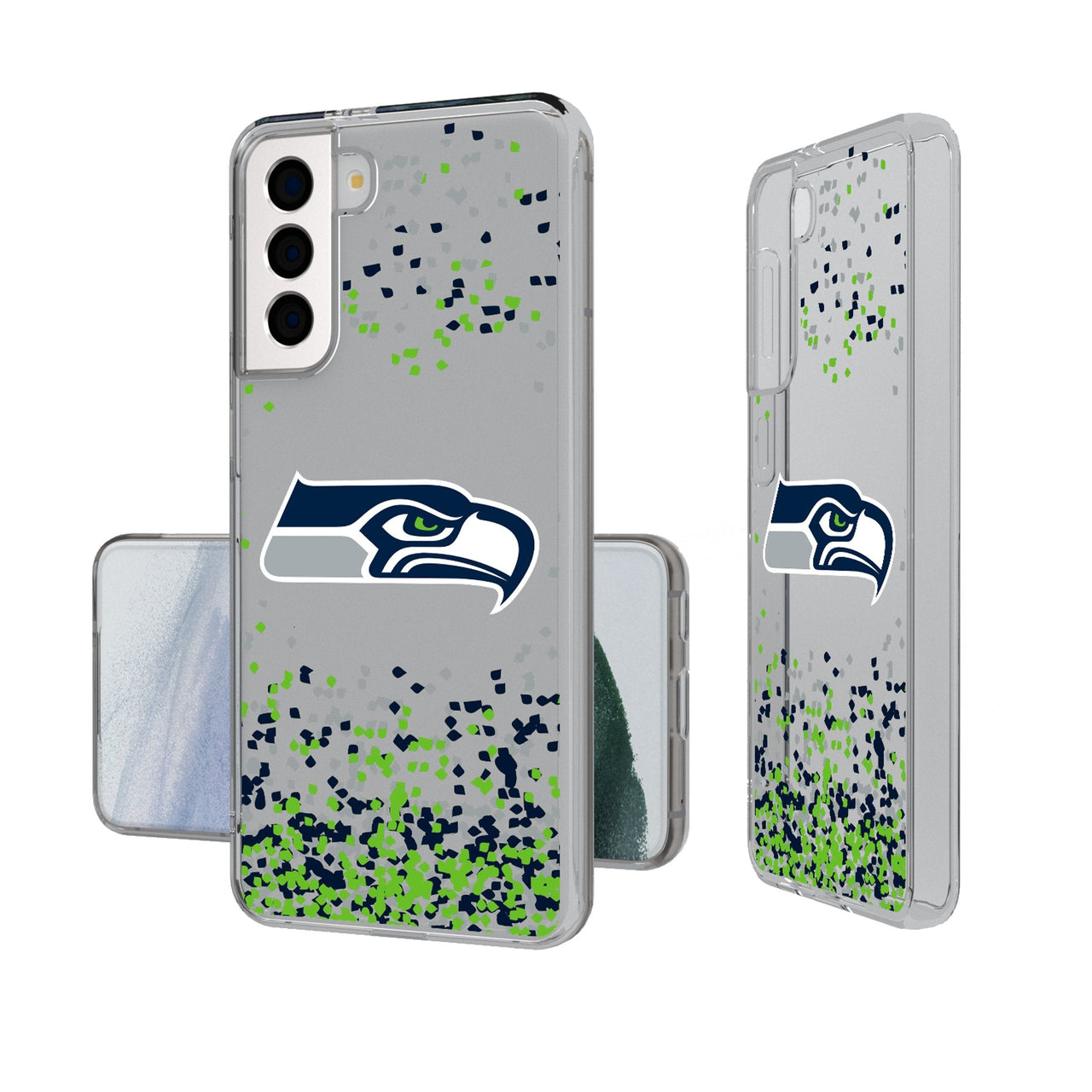 Seattle Seahawks Confetti Clear Phone Case-0