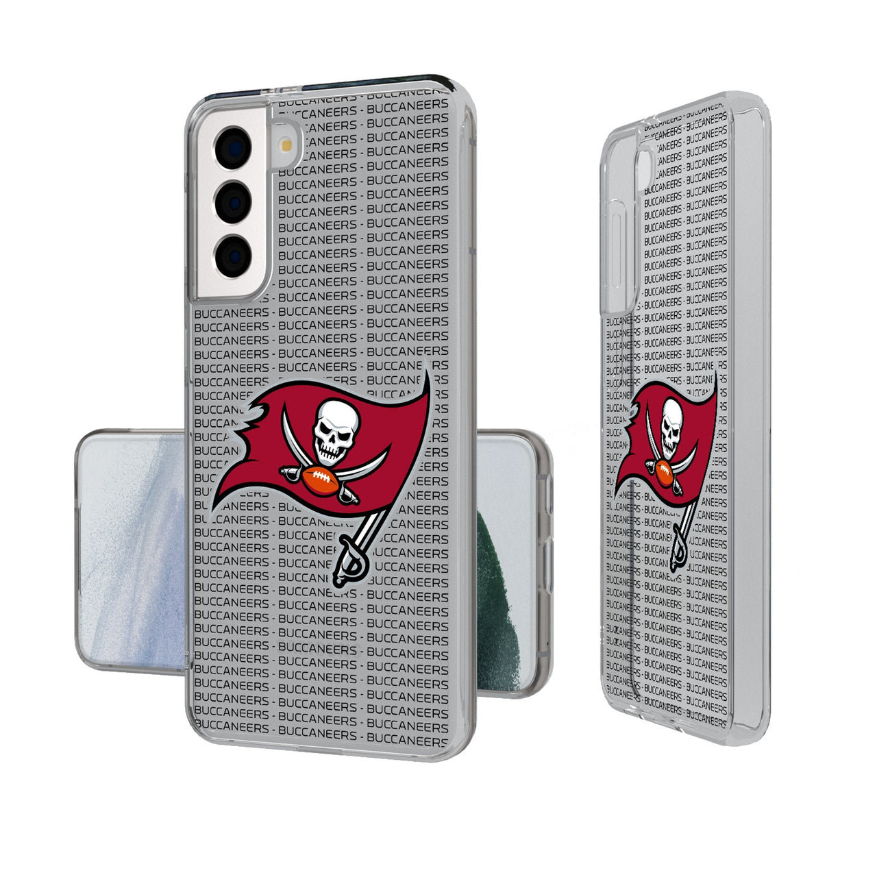 Tampa Bay Buccaneers Text Backdrop Clear Phone Case-0