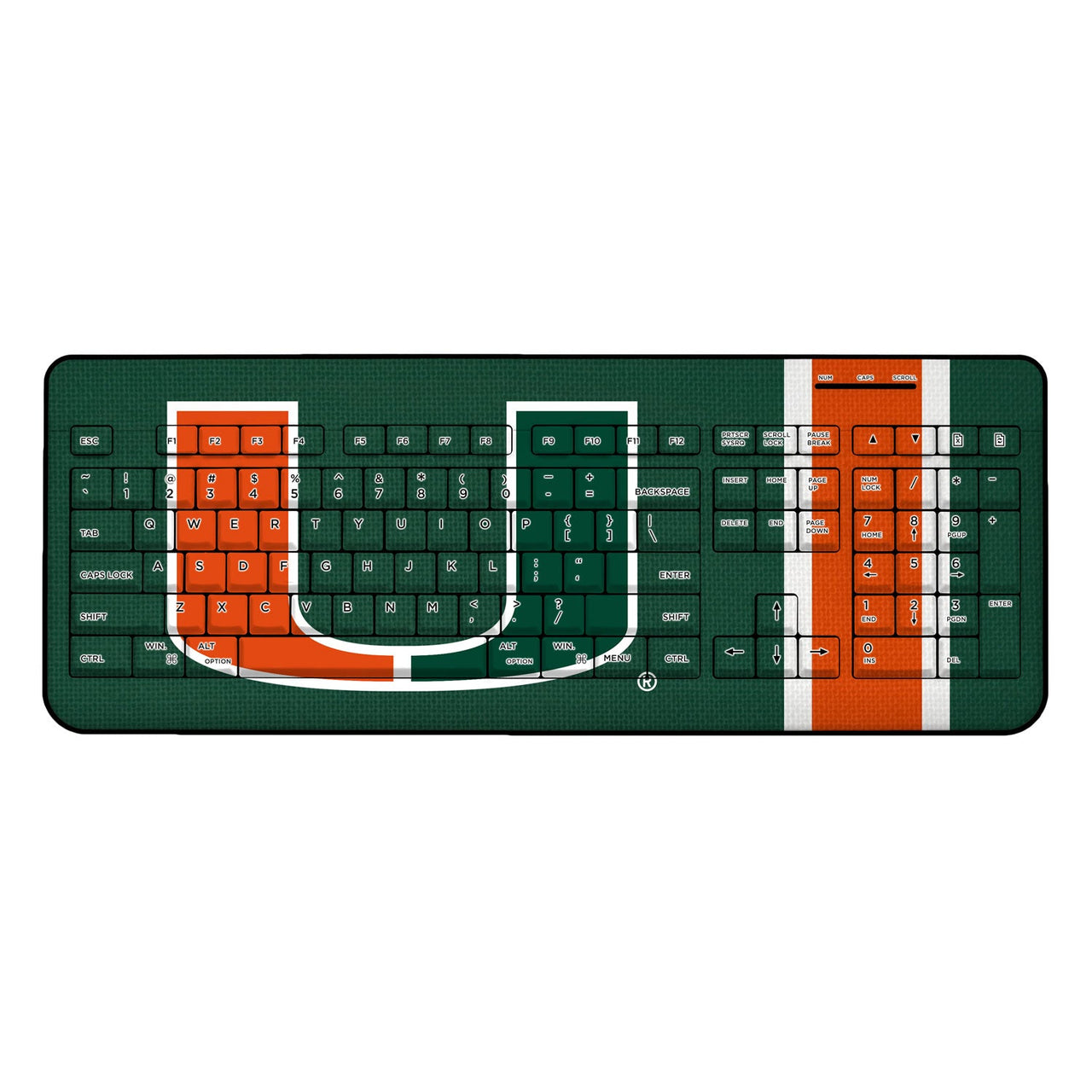 Miami Hurricanes Stripe Wireless USB Keyboard-0