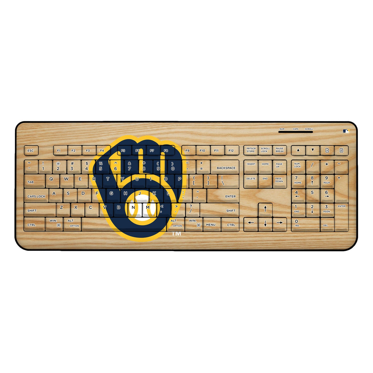 Milwaukee Brewers Wood Bat Wireless USB Keyboard-0