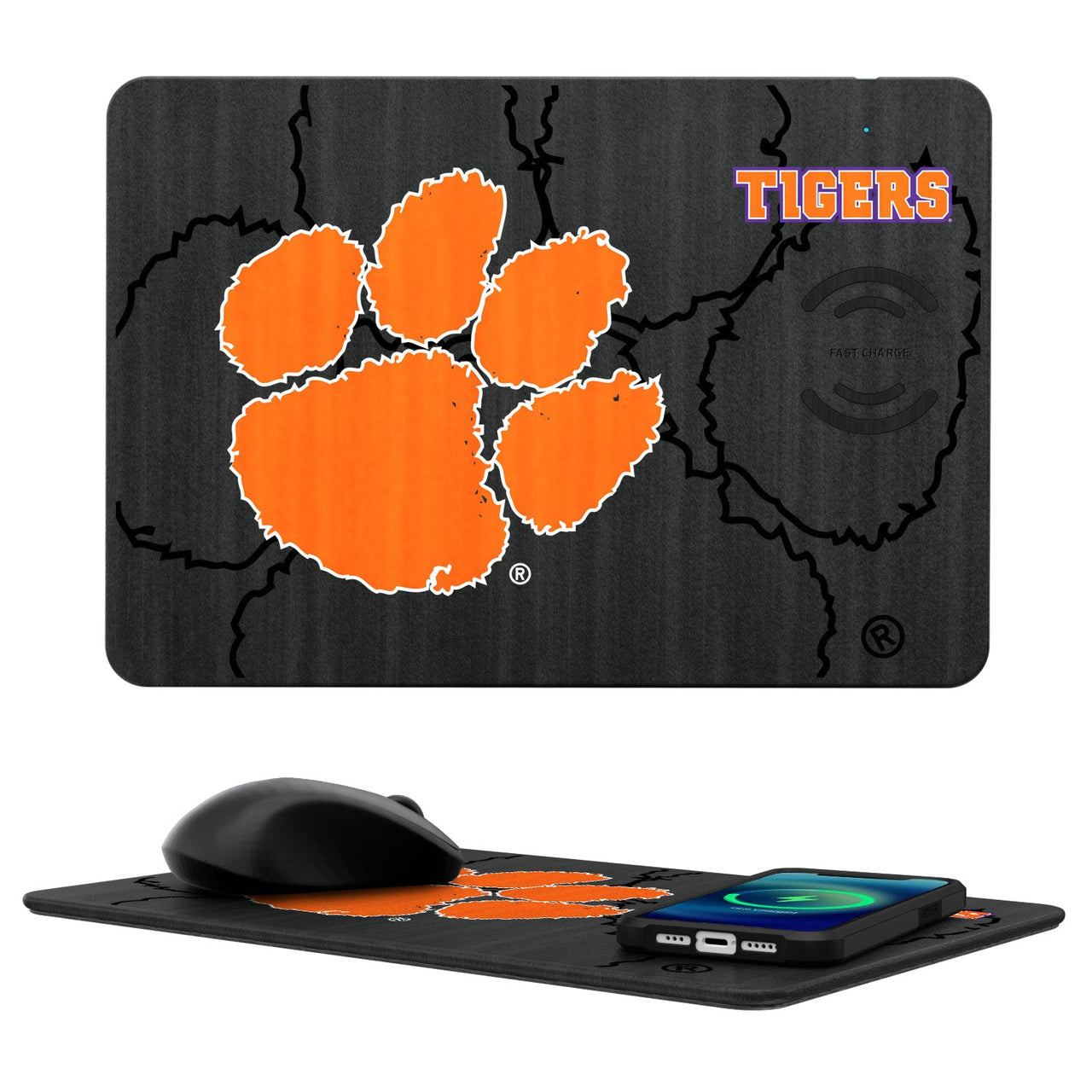 Clemson Tigers Tilt 15-Watt Wireless Charger and Mouse Pad-0