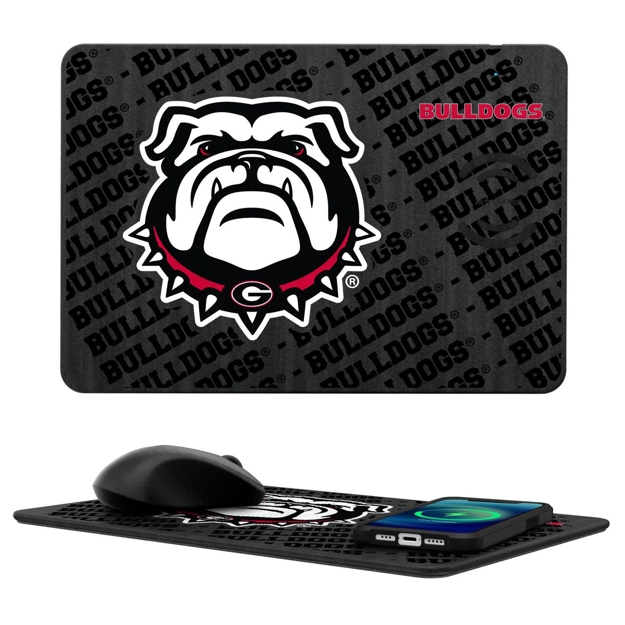 Georgia Bulldogs Tilt 15-Watt Wireless Charger and Mouse Pad-0