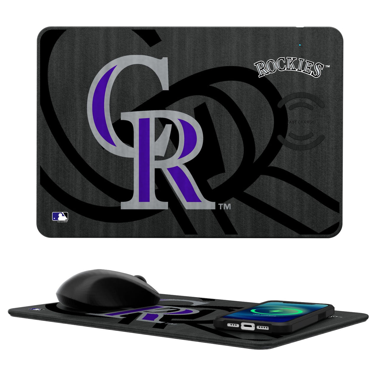 Colorado Rockies Tilt 15-Watt Wireless Charger and Mouse Pad-0