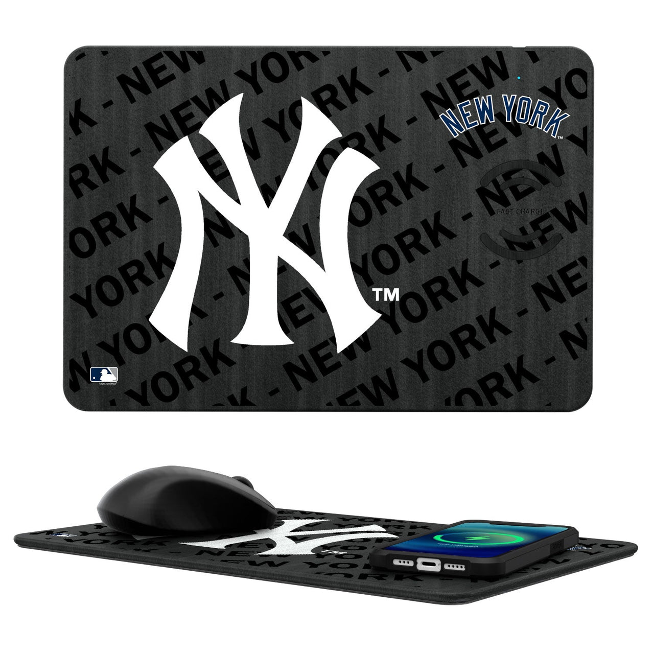 New York Yankees Tilt 15-Watt Wireless Charger and Mouse Pad-0