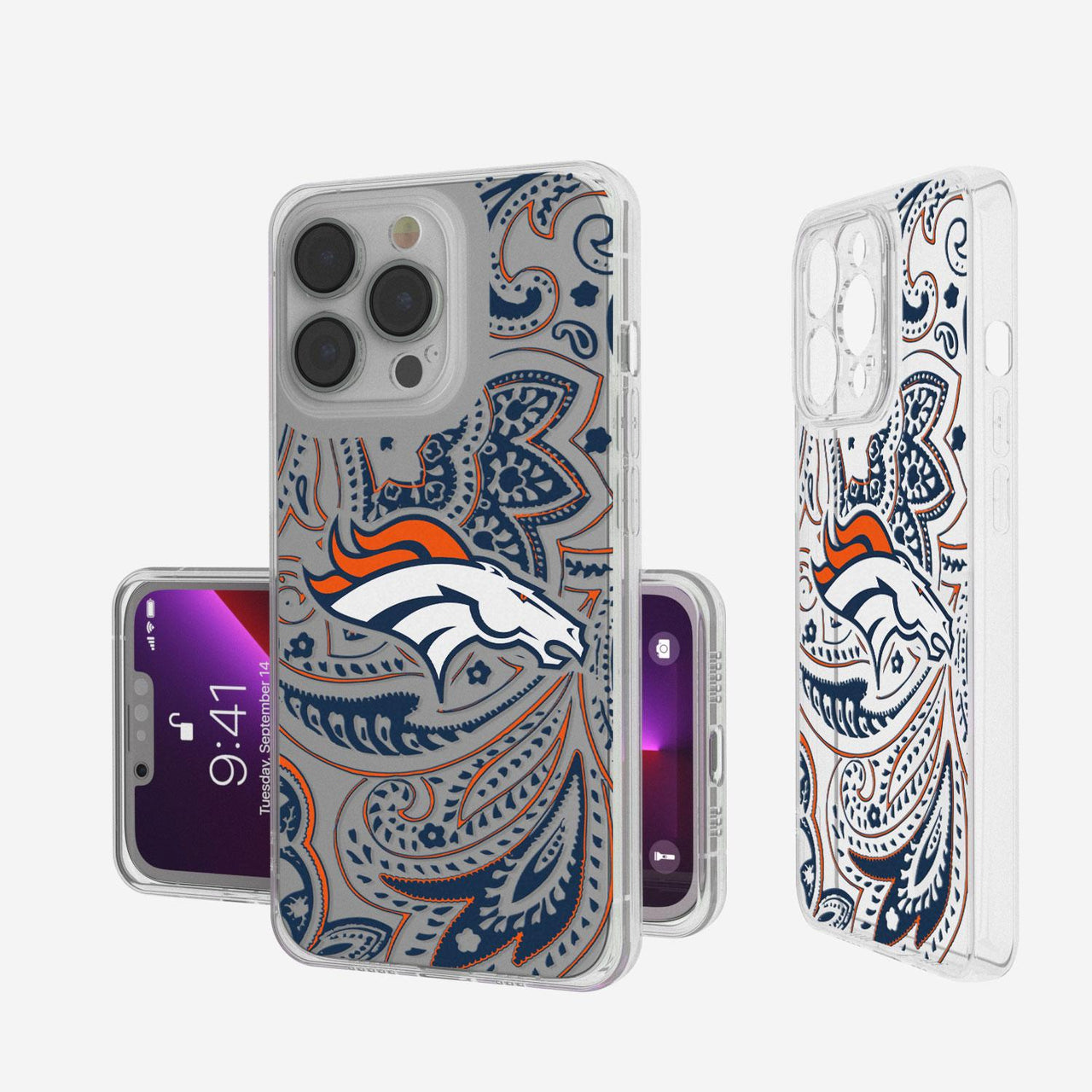 Denver Broncos Paisley Clear Case-0